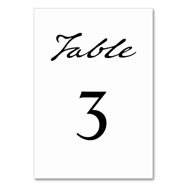 Pennskript Modern Minimalist White Bröllop Bordsnummer (Framsidan)