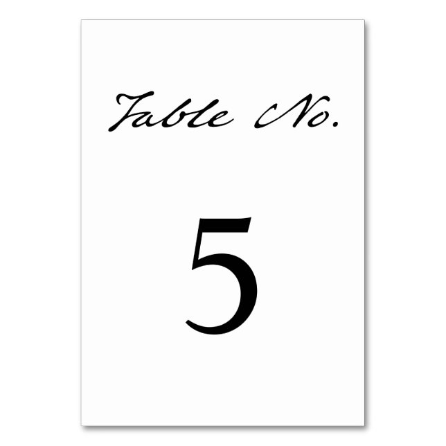 Pennskript Modern Minimalist White Bröllop Bordsnummer (Framsidan)