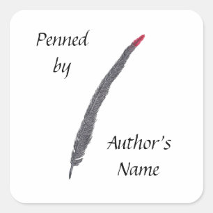 Pennstift, Namn Quill Pen Author Stickers Fyrkantigt Klistermärke