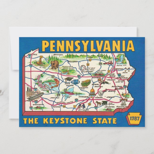 Pennsylvania 11x14 Map Jigsaw Puzzle Tack Kort (Framsida)