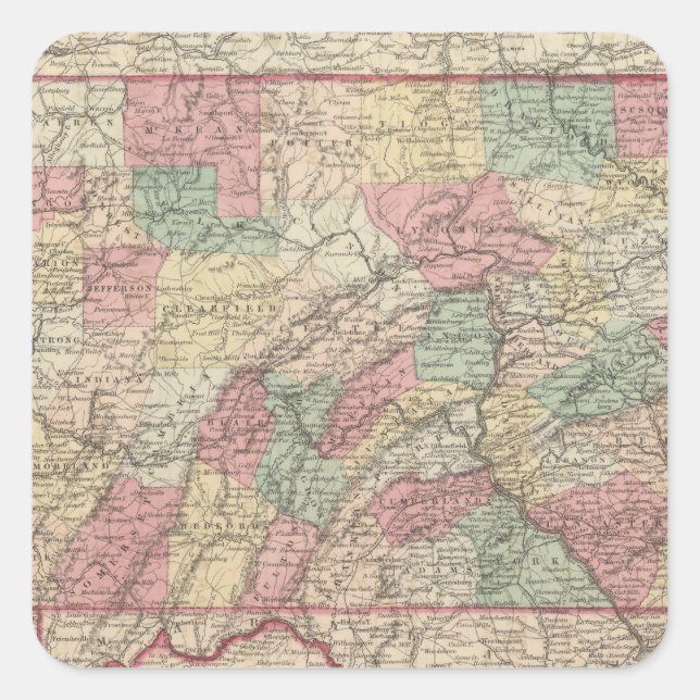 Pennsylvania 6 fyrkantigt klistermärke (Framsida)
