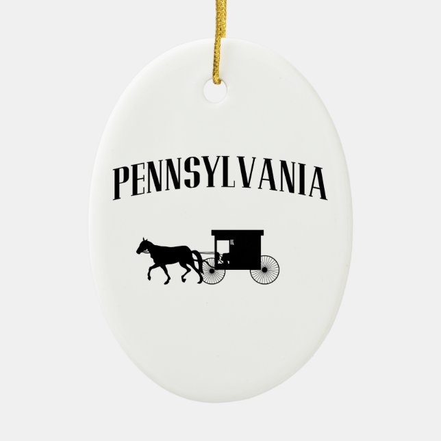 Pennsylvania Amish Carriage Julgransprydnad Keramik (Framsidan)