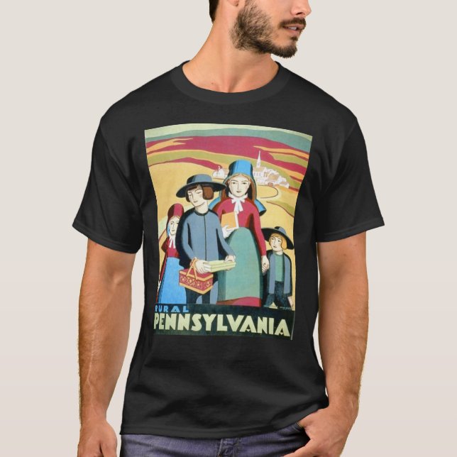 Pennsylvania Amish Travel Poster T-Shirt (Framsida)