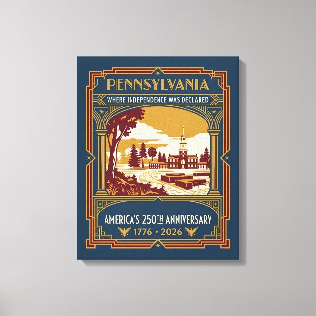 Pennsylvania Art Deco Amerika 250-årsjubileum Canvastryck (Framsida)