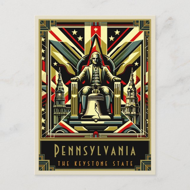 Pennsylvania | Art Deco Vykort (Framsida)