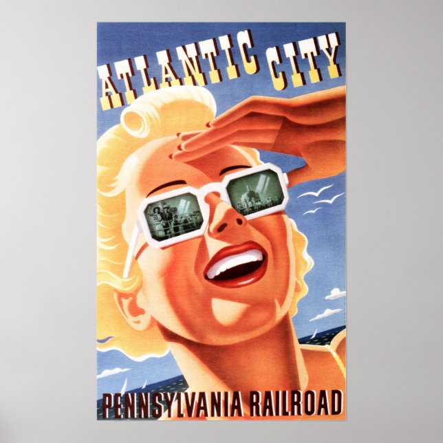 Pennsylvania ATLANTIC CITY Railroad Old Travel Poster (Framsidan)