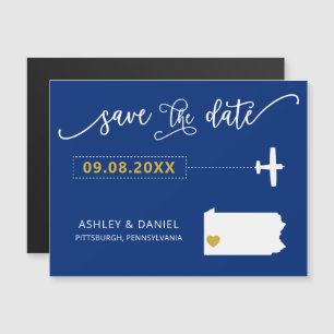 Pennsylvania Bröllop spara datum Card, Karta Magnetisk Inbjudningskort