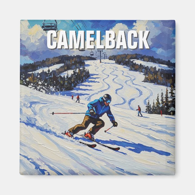 Pennsylvania Camelback Tannersville Skiing Magnet (Framsidan)