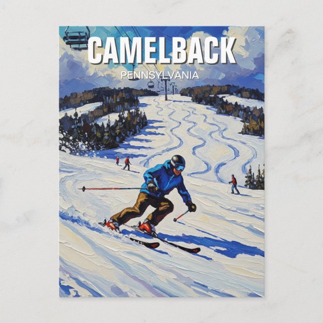 Pennsylvania Camelback Tannersville Skiing Vykort (Framsida)