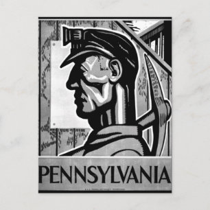 Pennsylvania Coal Poster WPA 1938 Vykort