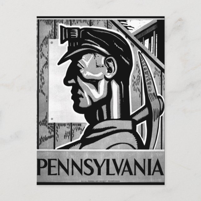 Pennsylvania Coal Poster WPA 1938 Vykort (Framsida)