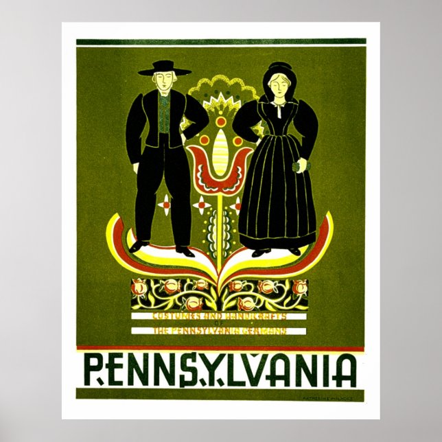 Pennsylvania Costumes and Handicrafts WPA Poster (Framsidan)