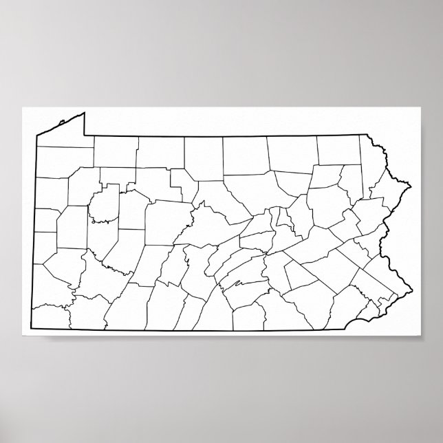 Pennsylvania Countys Blank Outline Karta Poster (Framsidan)