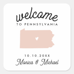 PENNSYLVANIA Destination Wedding ANY FÄRG Fyrkantigt Klistermärke