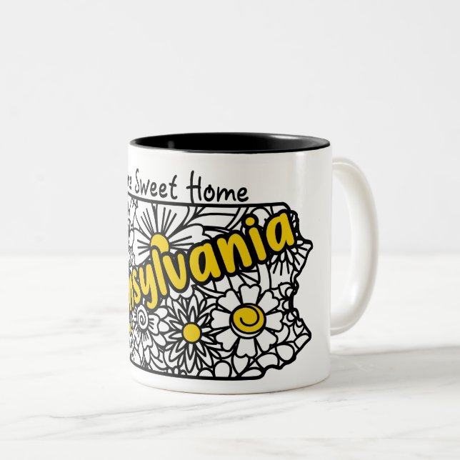 Pennsylvania Doodle Blommor Två-Tonad Mugg (Framsida höger)