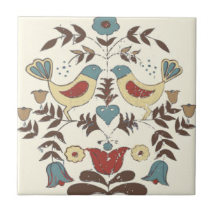 Pennsylvania Dutch Amish Hex Sign Bird Americana Kakelplatta