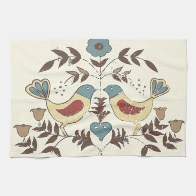 Pennsylvania Dutch Amish Hex Sign Bird Americana Kökshandduk (Horisontell)