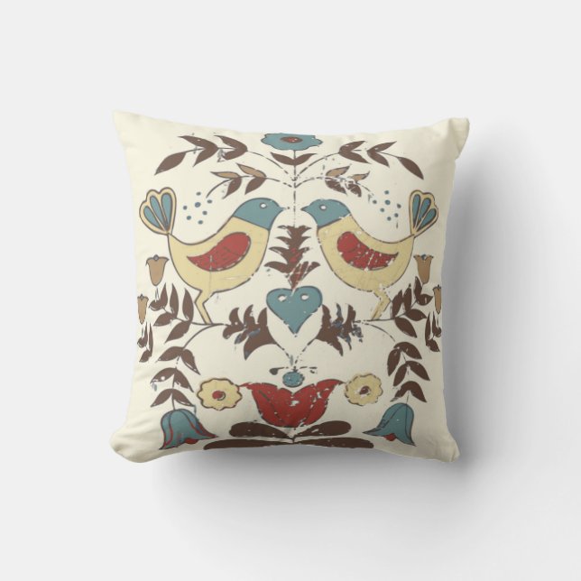 Pennsylvania Dutch Amish Hex Sign Bird Americana Kudde (Framsida)