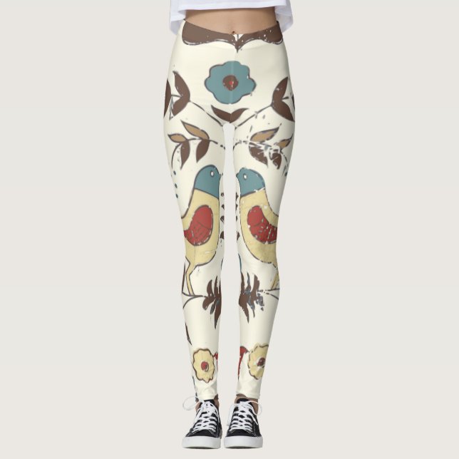 Pennsylvania Dutch Amish Hex Sign Bird Americana Leggings (Framsida)