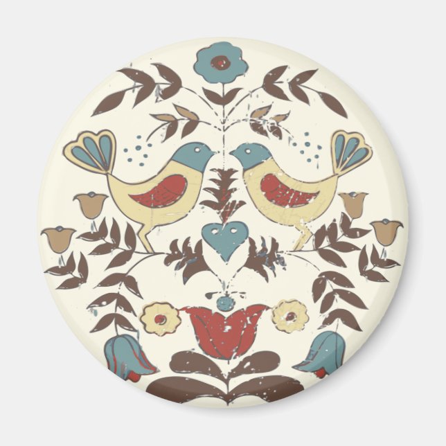 Pennsylvania Dutch Amish Hex Sign Bird Americana Magnet (Framsidan)