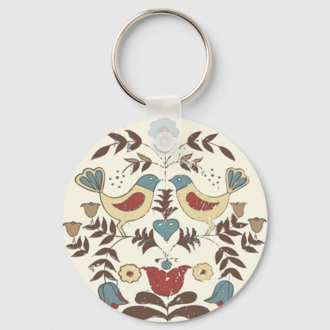 Pennsylvania Dutch Amish Hex Sign Bird Americana Nyckelring (Framsida)