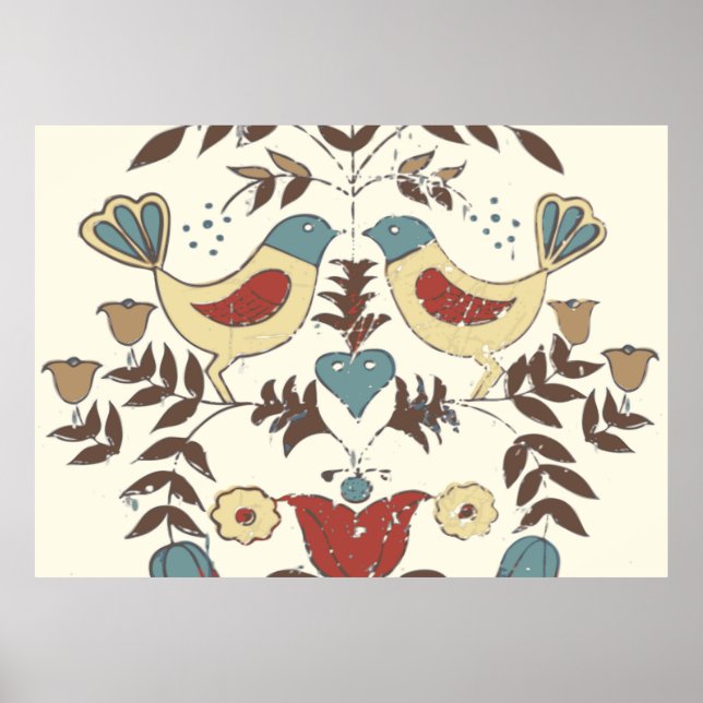 Pennsylvania Dutch Amish Hex Sign Bird Americana Poster (Framsidan)