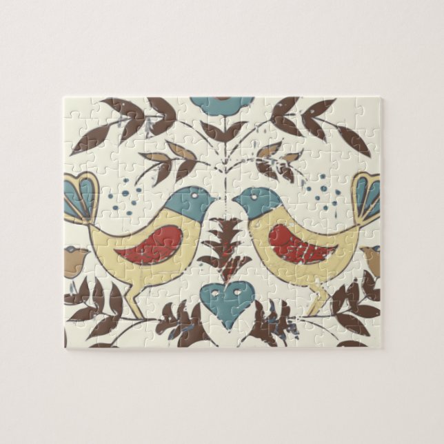 Pennsylvania Dutch Amish Hex Sign Bird Americana Pussel (Horisontell)