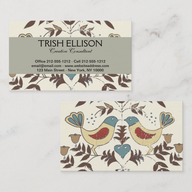 Pennsylvania Dutch Amish Hex Sign Bird Americana Visitkort (Fram/baksida)