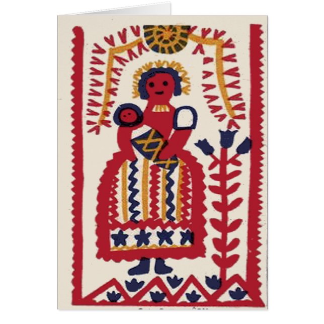 Pennsylvania Dutch FolArt Madonna Hälsningskort (Framsidan)