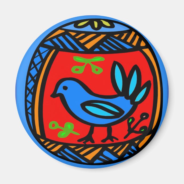 Pennsylvania Dutch Hex Sign Blue Bird Magnet (Framsidan)