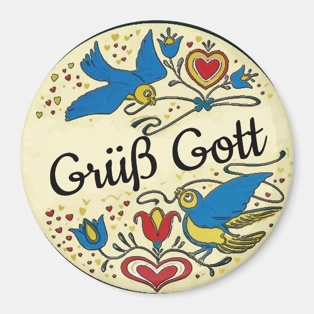 Pennsylvania Dutch Hex Sign Grüß Gott Magnet (Framsidan)