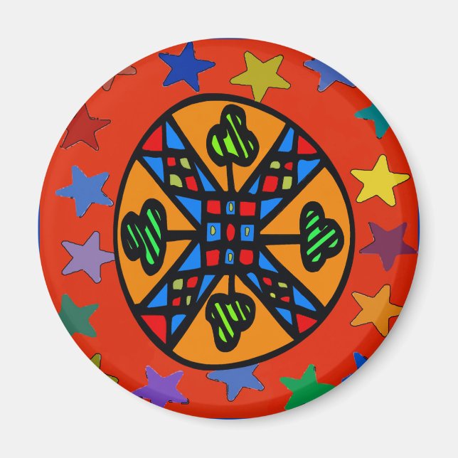 Pennsylvania Dutch Hex Sign Shamrock Star Magnet (Framsidan)
