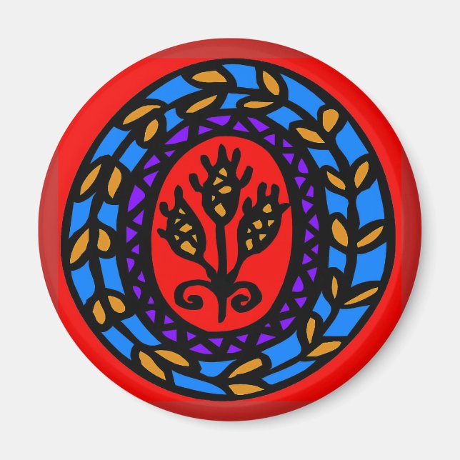 Pennsylvania Dutch Hex Sign Skutt Magnet (Framsidan)