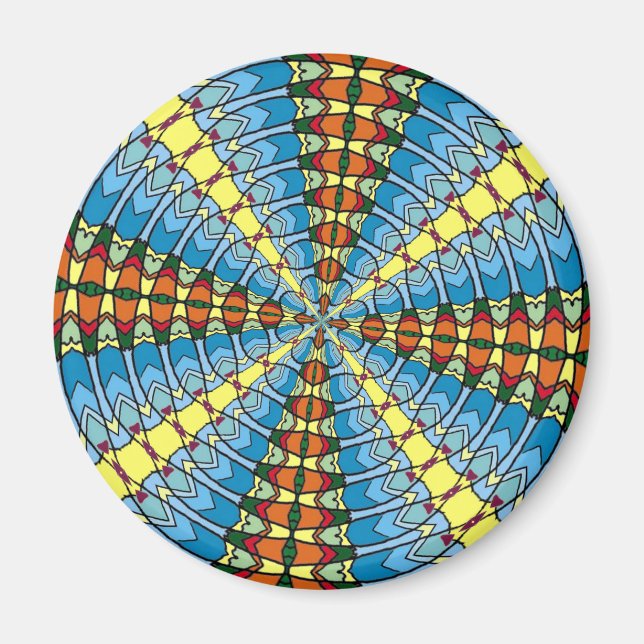 Pennsylvania Dutch Hex Sign Vår Grönt och Blue Magnet (Framsidan)