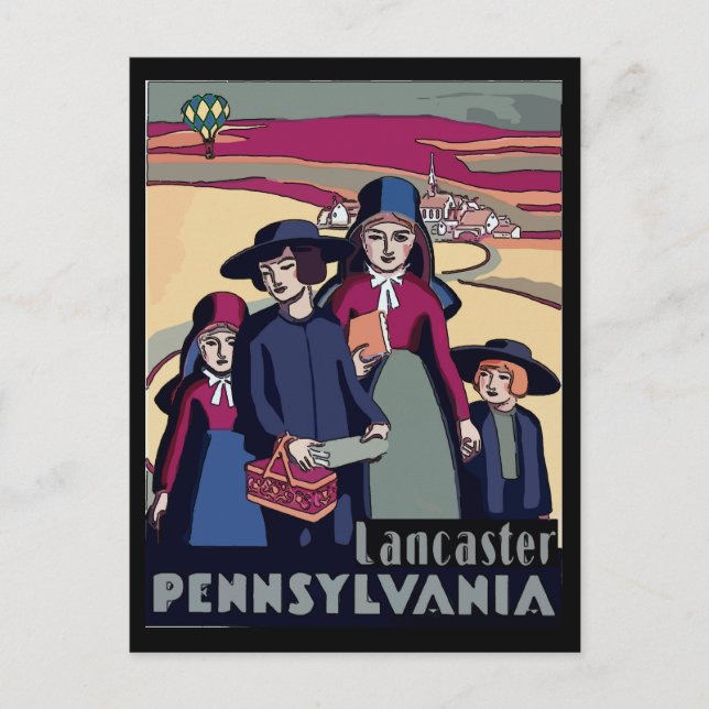 Pennsylvania Dutch, Lancaster, Amish Land Vykort (Framsida)