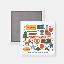 Pennsylvania Familjeresa Minnessak Anpassad Magnet