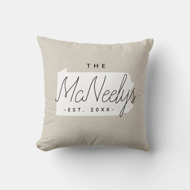 Pennsylvania Family Monogram State Dekorativ kudde (Framsida)