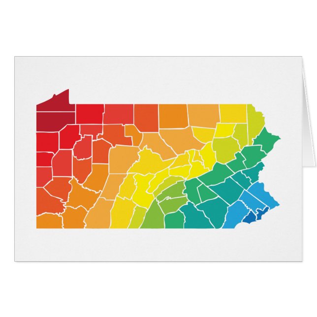 Pennsylvania färg län hälsningskort (Framsidan Horizontal)