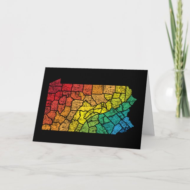 Pennsylvania färg län kort (Framsida)