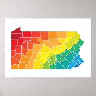 Pennsylvania färg län poster