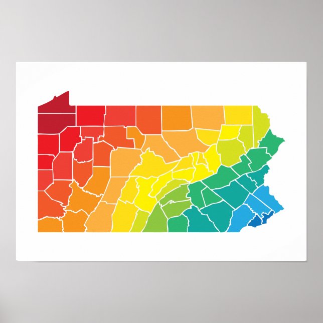 Pennsylvania färg län poster (Framsidan)
