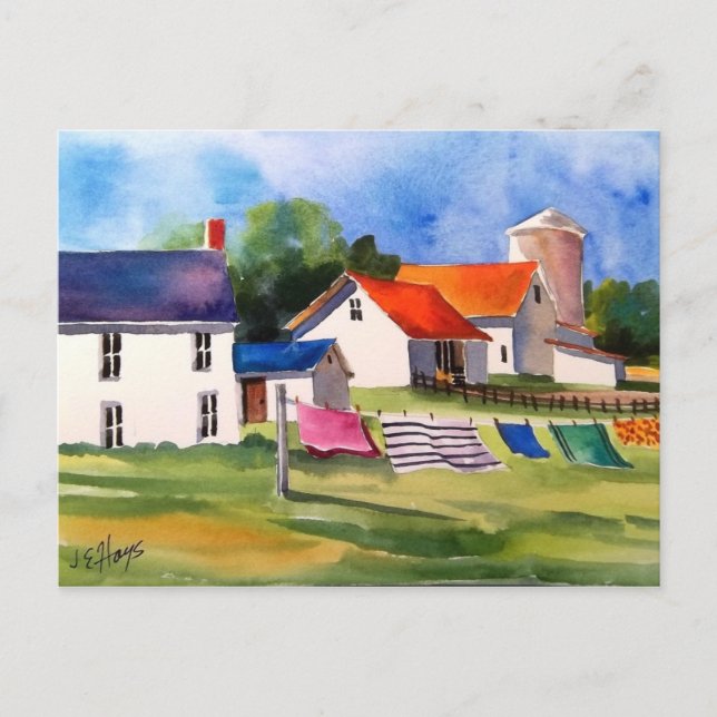 Pennsylvania Farm & Washline vykort (Framsida)