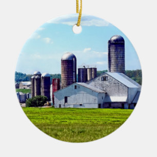 Pennsylvania Farm with Silos Julgransprydnad Keramik