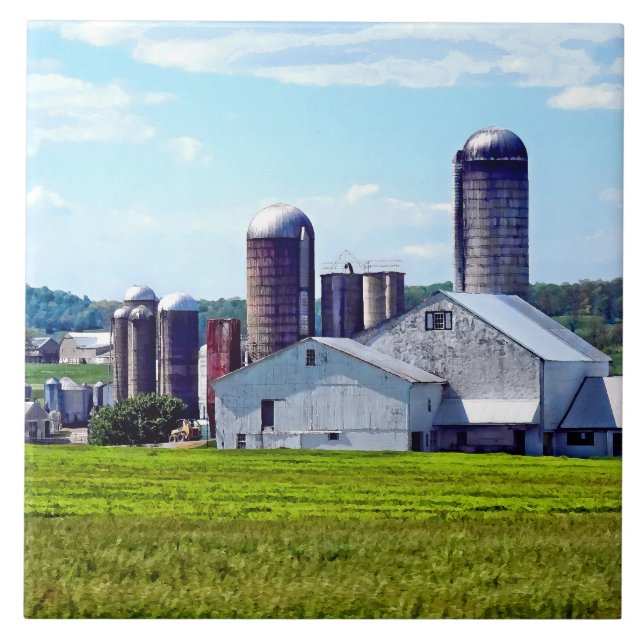 Pennsylvania Farm with Silos Kakelplatta (Framsidan)