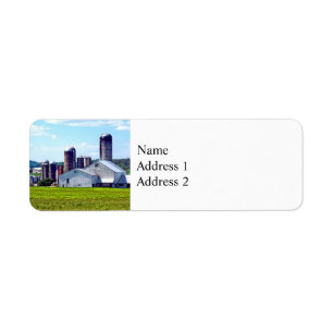 Pennsylvania Farm with Silos Returadress Etikett