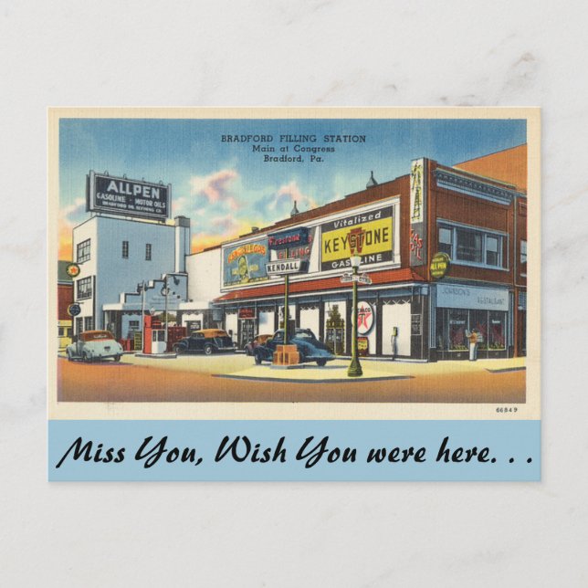 Pennsylvania, Filling Station, Bradford Vykort (Framsida)