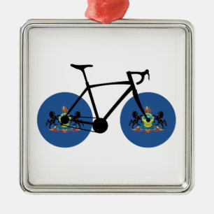 Pennsylvania Flagga Cycling Julgransprydnad Metall