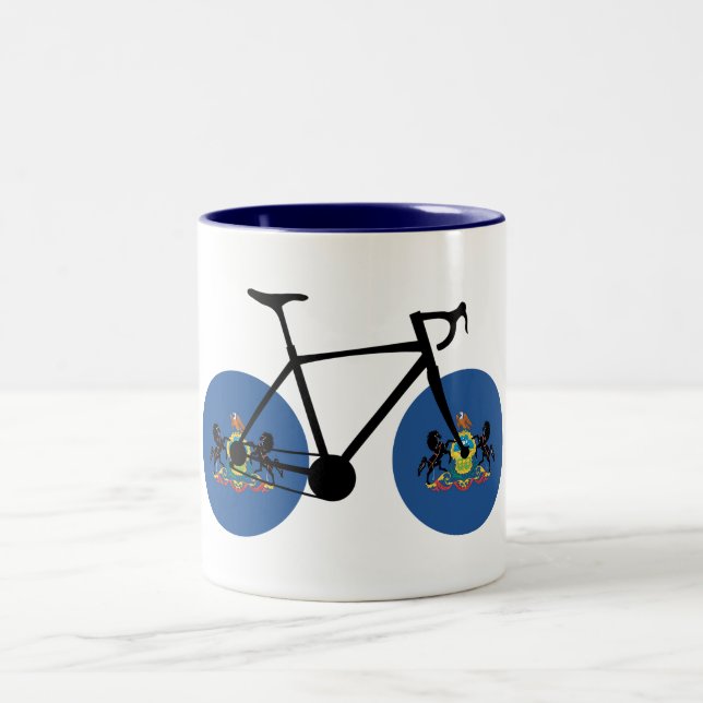 Pennsylvania Flagga Cycling Två-Tonad Mugg (Center)