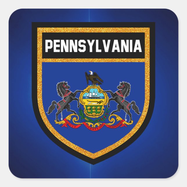 Pennsylvania Flagga Fyrkantigt Klistermärke (Framsida)