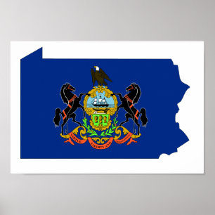 Pennsylvania Flagga Karta Poster